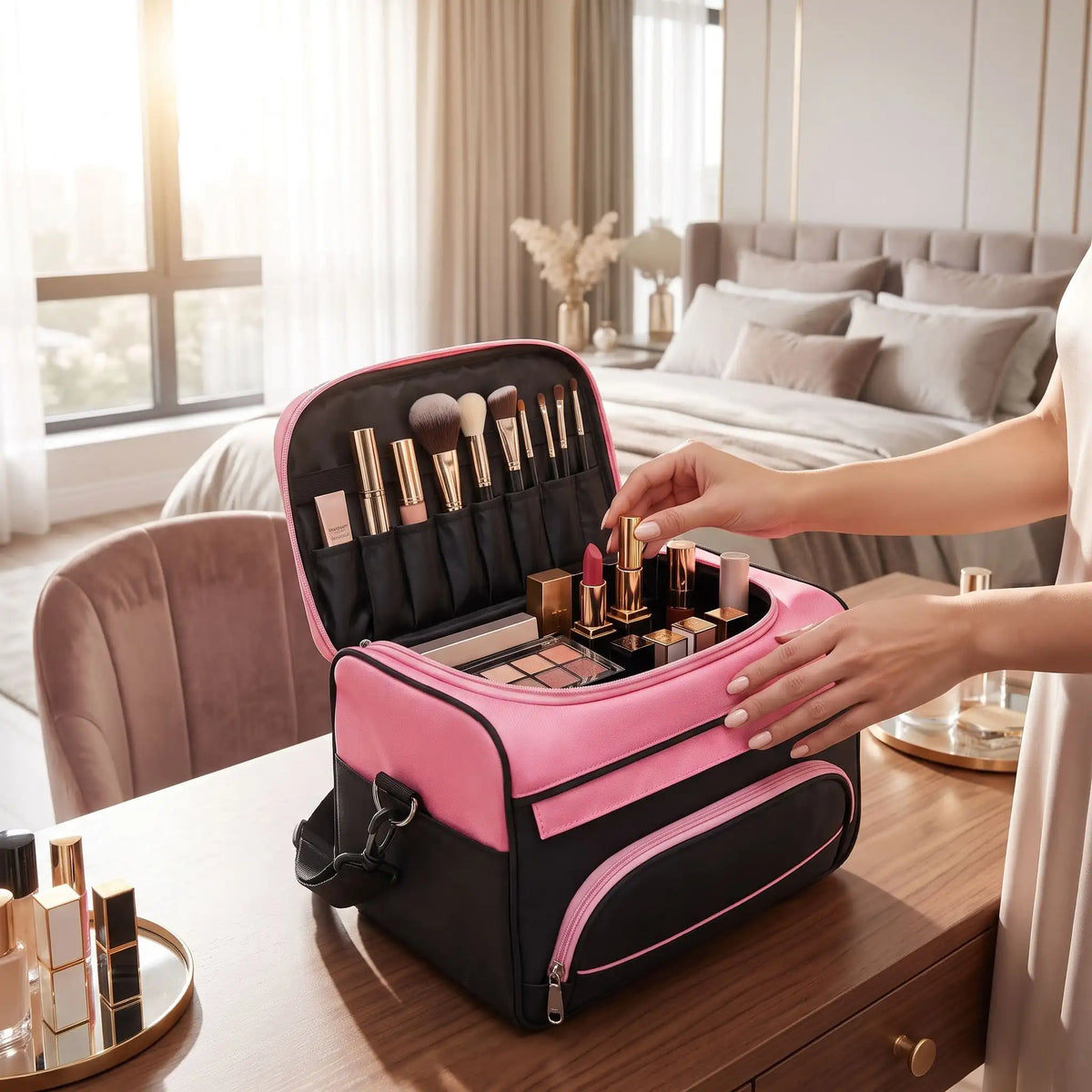 grand vanity femme poser table