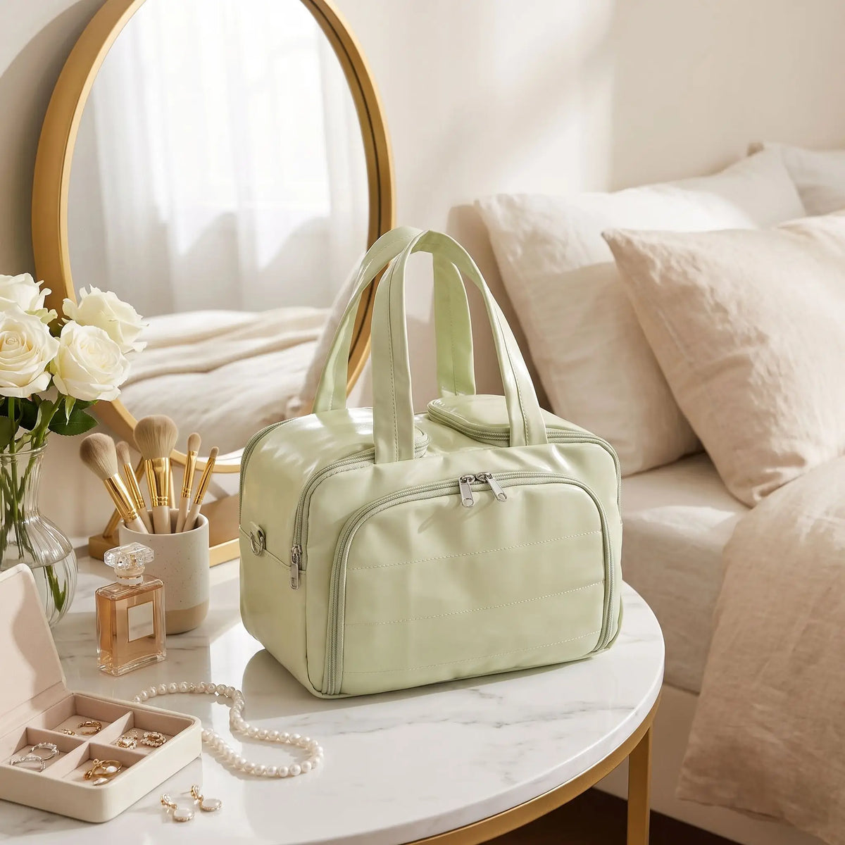 grande trousse de toilette femme vert clair