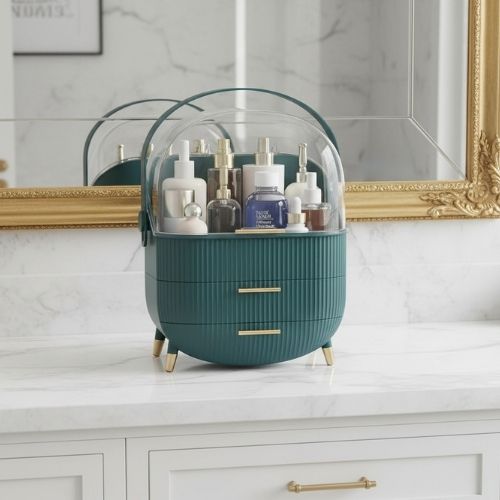 organisateur cosmetique vert fonce