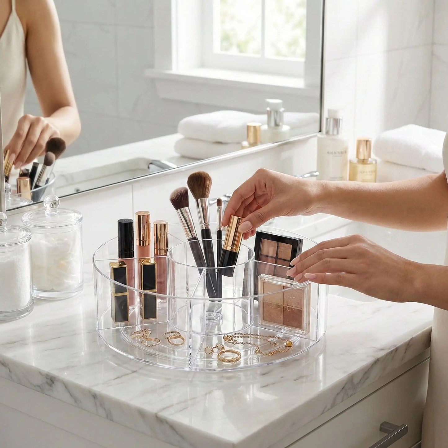 organisateur de maquillage bijoux ajustable rotatifsr otatifs a 360 degrespratique