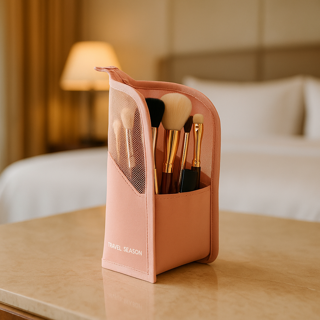 trousse de maquillage posee meuble