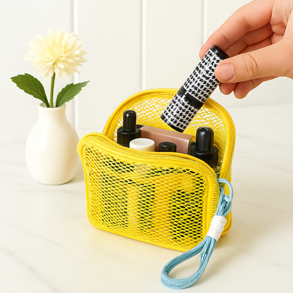 trousse maquillage jaune indispensable