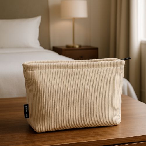 trousses de maquillage posee table chambre