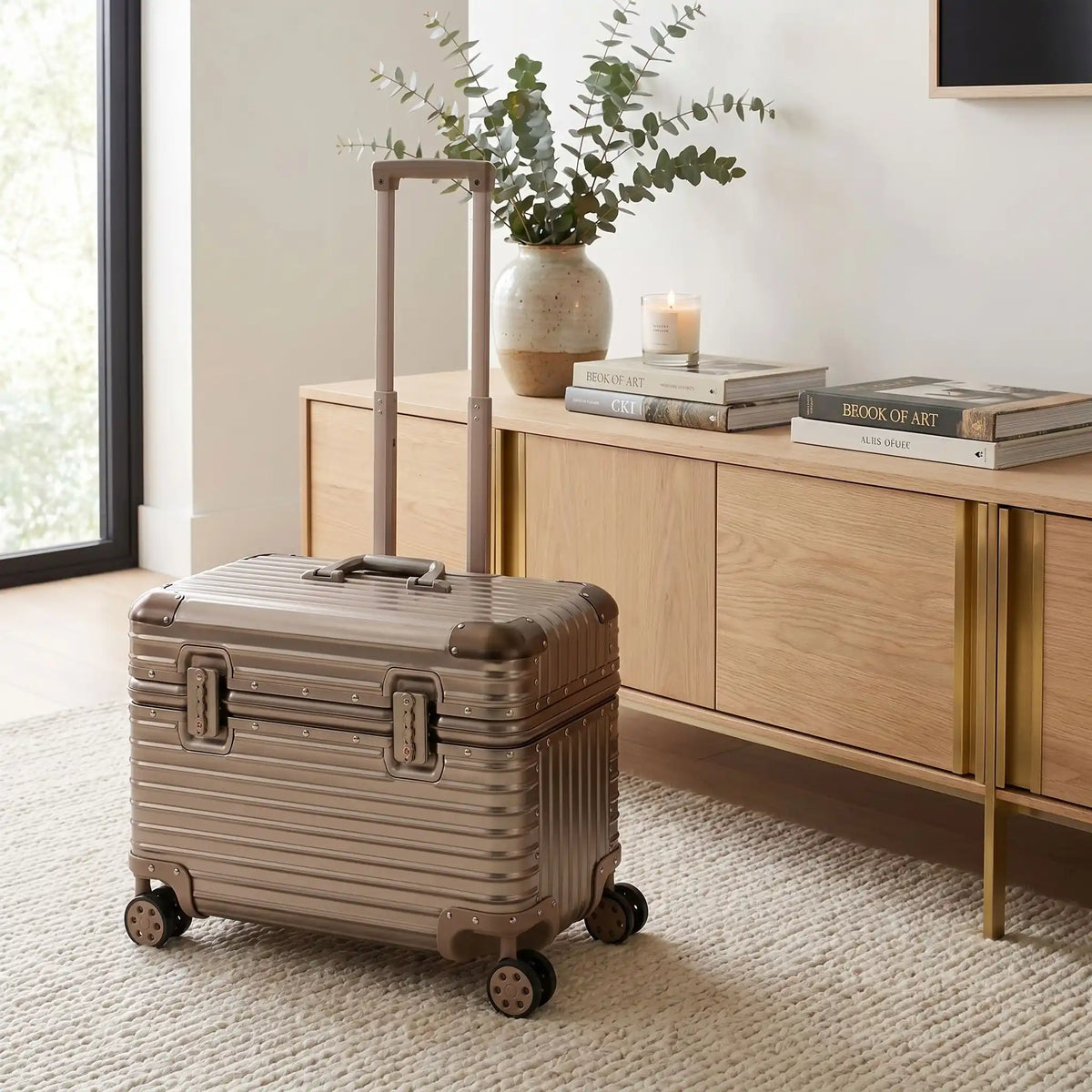 vanity case rigide avec serrure pour femme dore