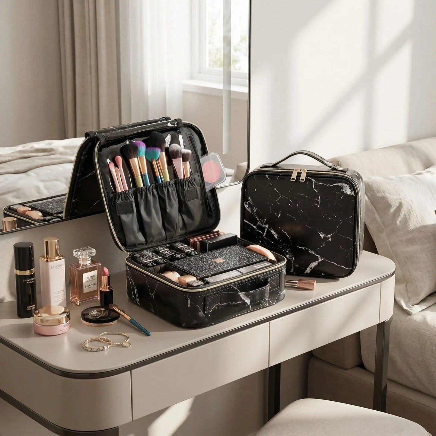 vanity femme marbre noir