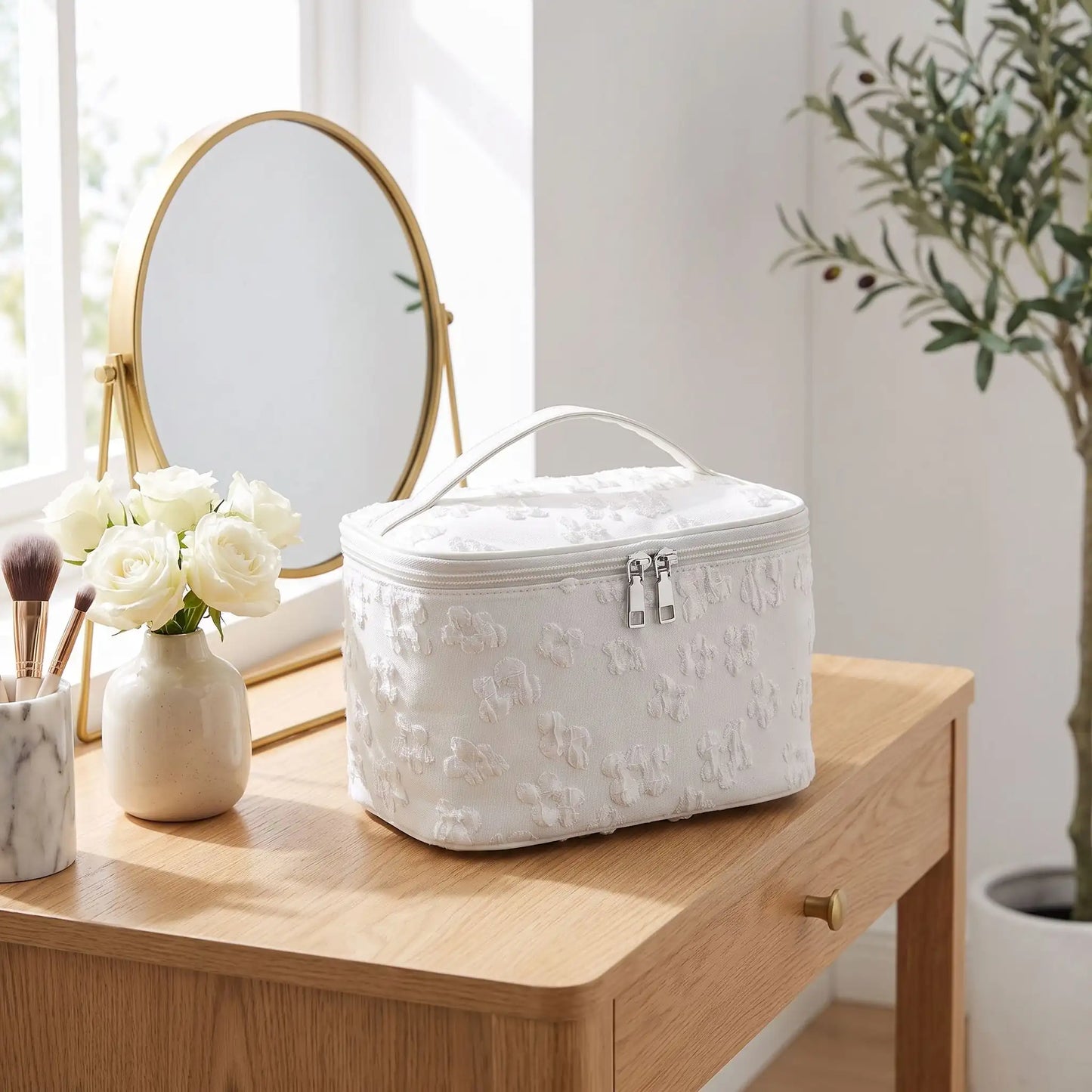 Grand vanity tissu femme blanc