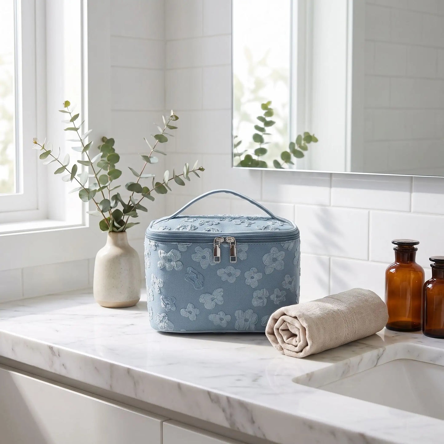 Grand vanity tissu femme bleu