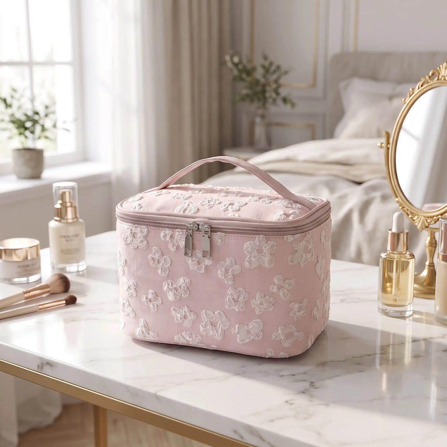 Grand vanity tissu femme rose