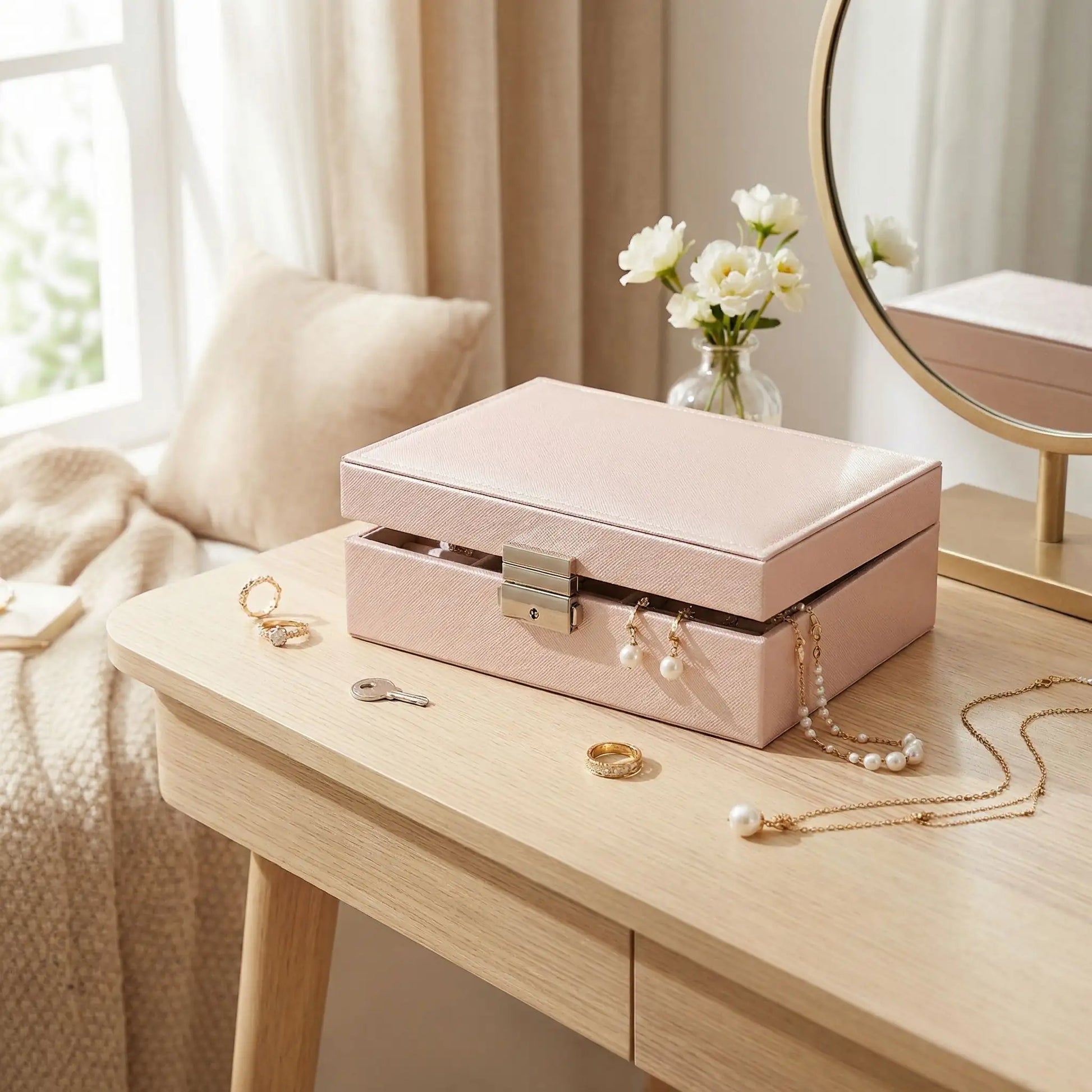 boite a bijoux beige clair