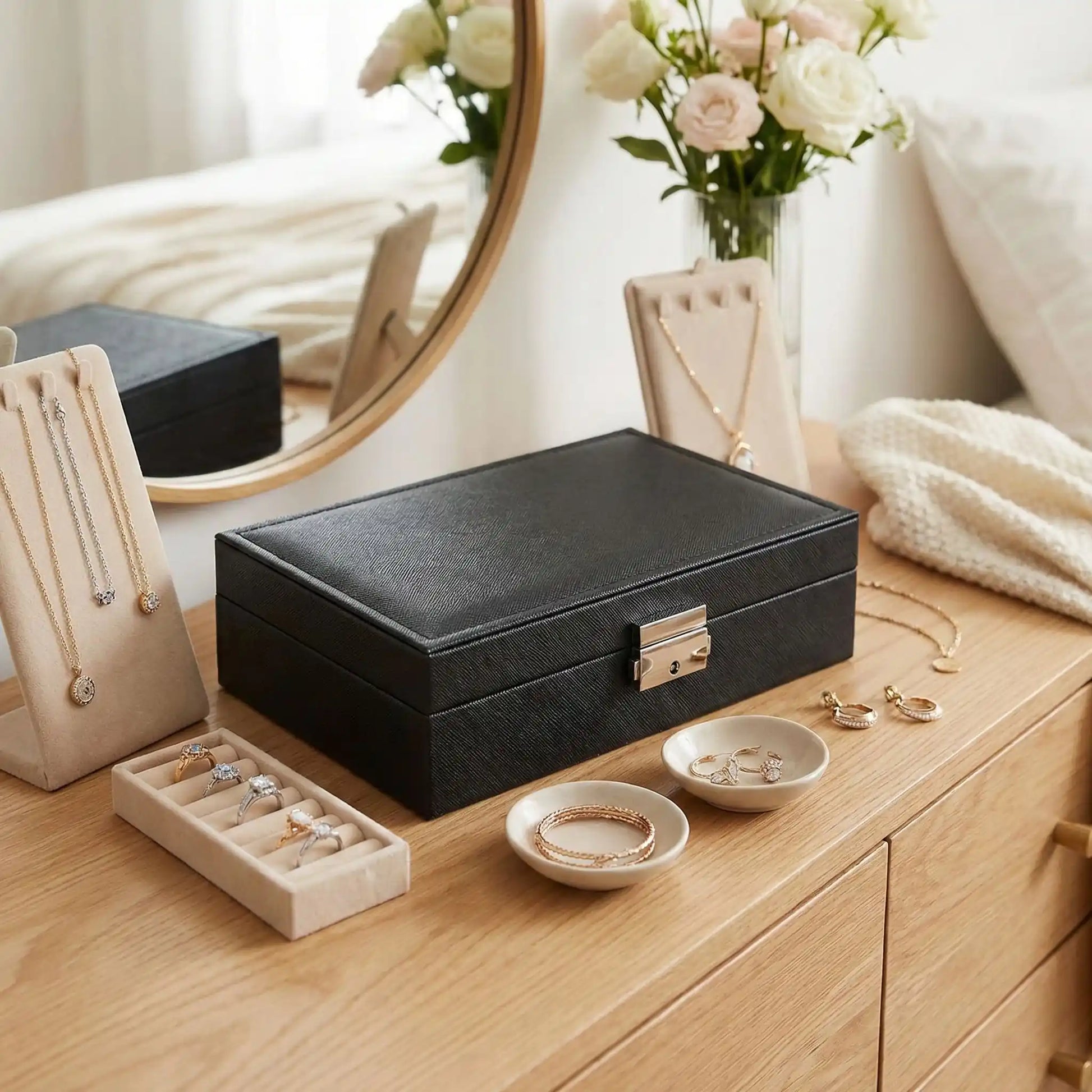 boite a bijoux cuir noir