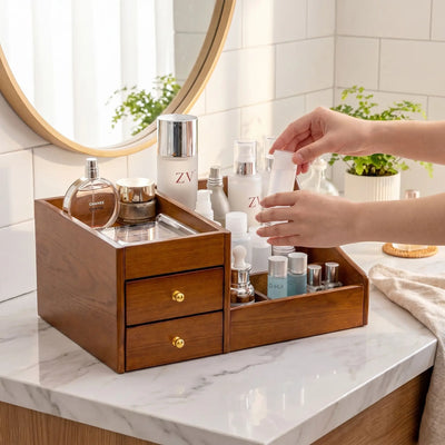 boite de rangement maquillage en bois indispensable