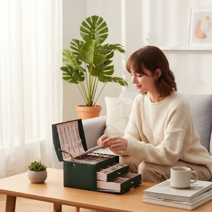 femme range accessoires boite a bijoux