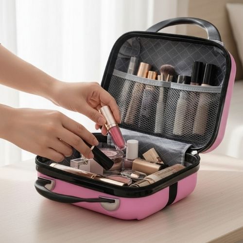 femme range maquillage vanity