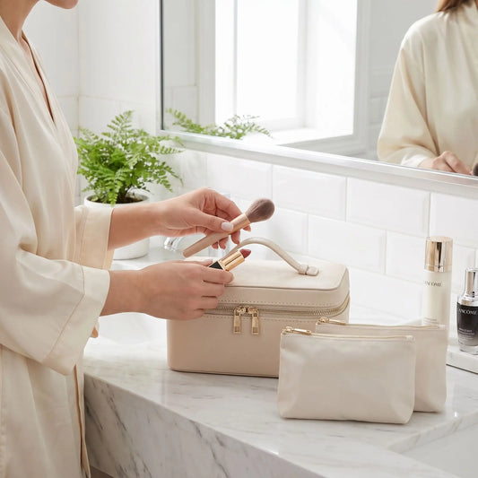 grand vanity femme simili cuir creme