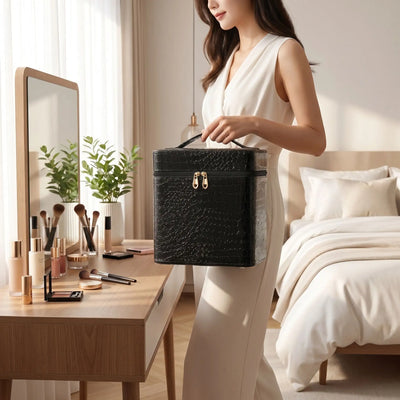 grand vanity femme simili cuir noir
