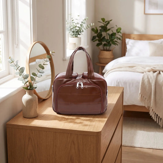 grande trousse de toilette femme marron