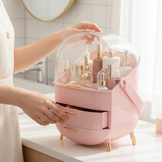 organisateur cosmetique rose