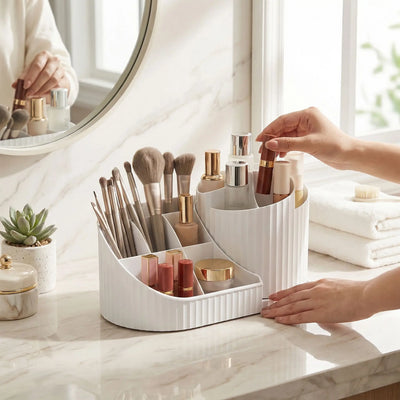 organisateur cosmetique rotatif blanc