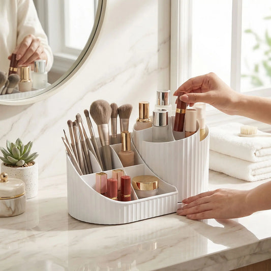 organisateur cosmetique rotatif blanc