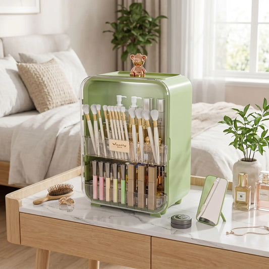 organisateur de cosmetiques multi rangements vert