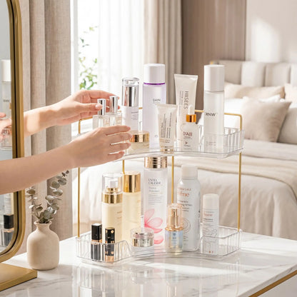 organisateur de maquillage bijoux ajustable rotatifs a 360 degres clair