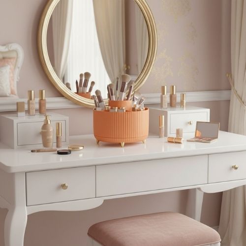 organisateur de maquillage rotatif a 360 poser coiffeuse