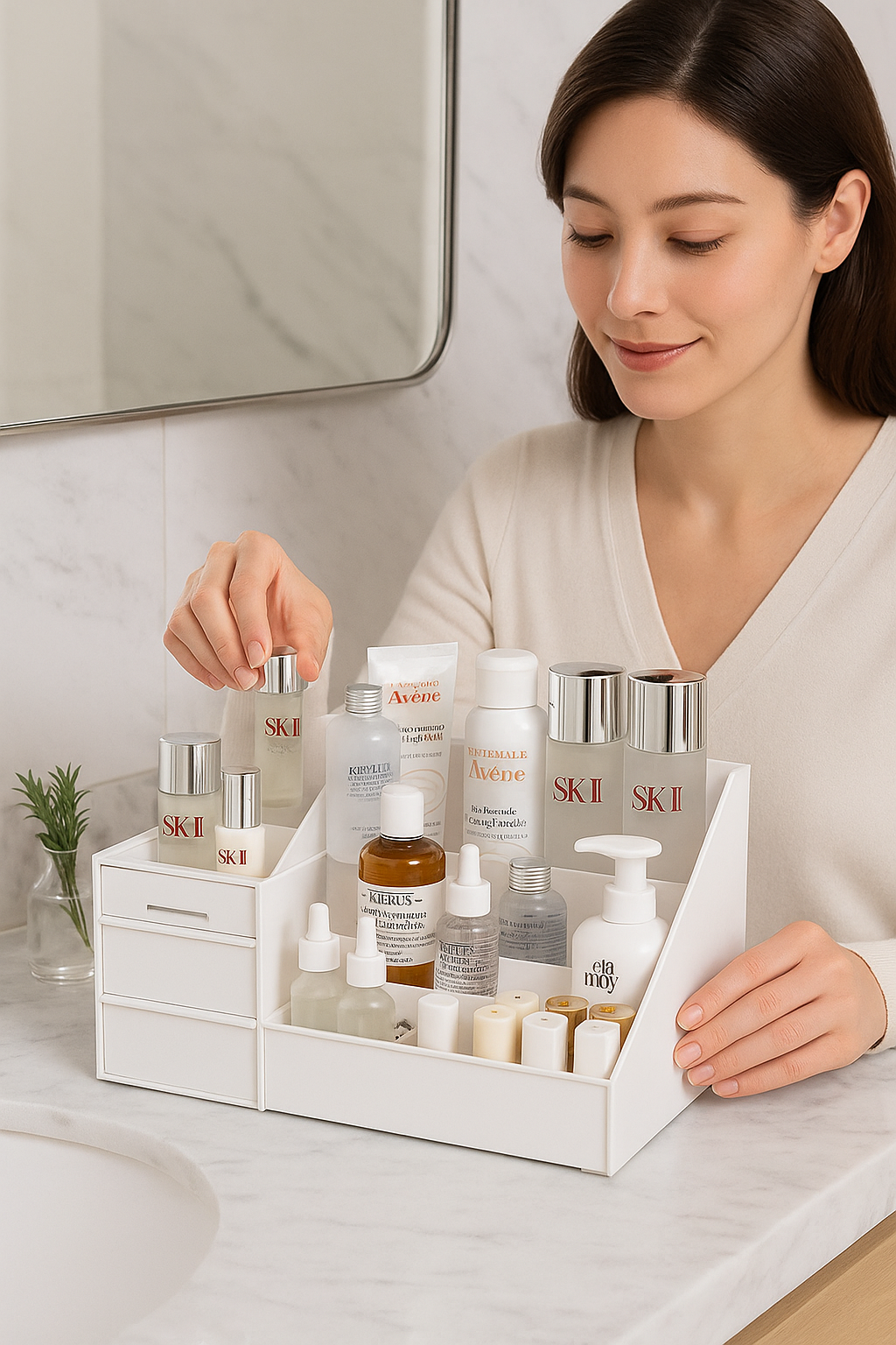 organisateur maquillage avec comptoirs