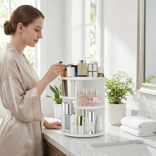 organisateur maquillage rotatif etanche pratique