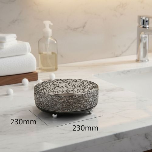 organisateur maquillage rotatif gris transparent