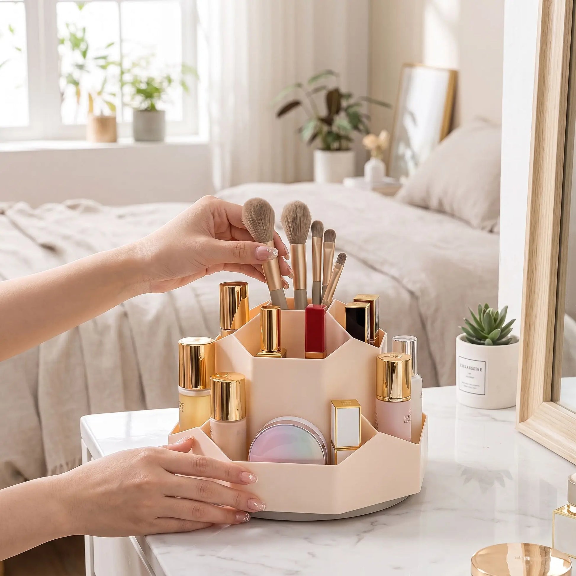 organisateur maquillage rotatif impeccable