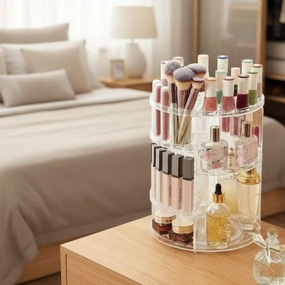 organisateur maquillage rotatif parfaitement poser