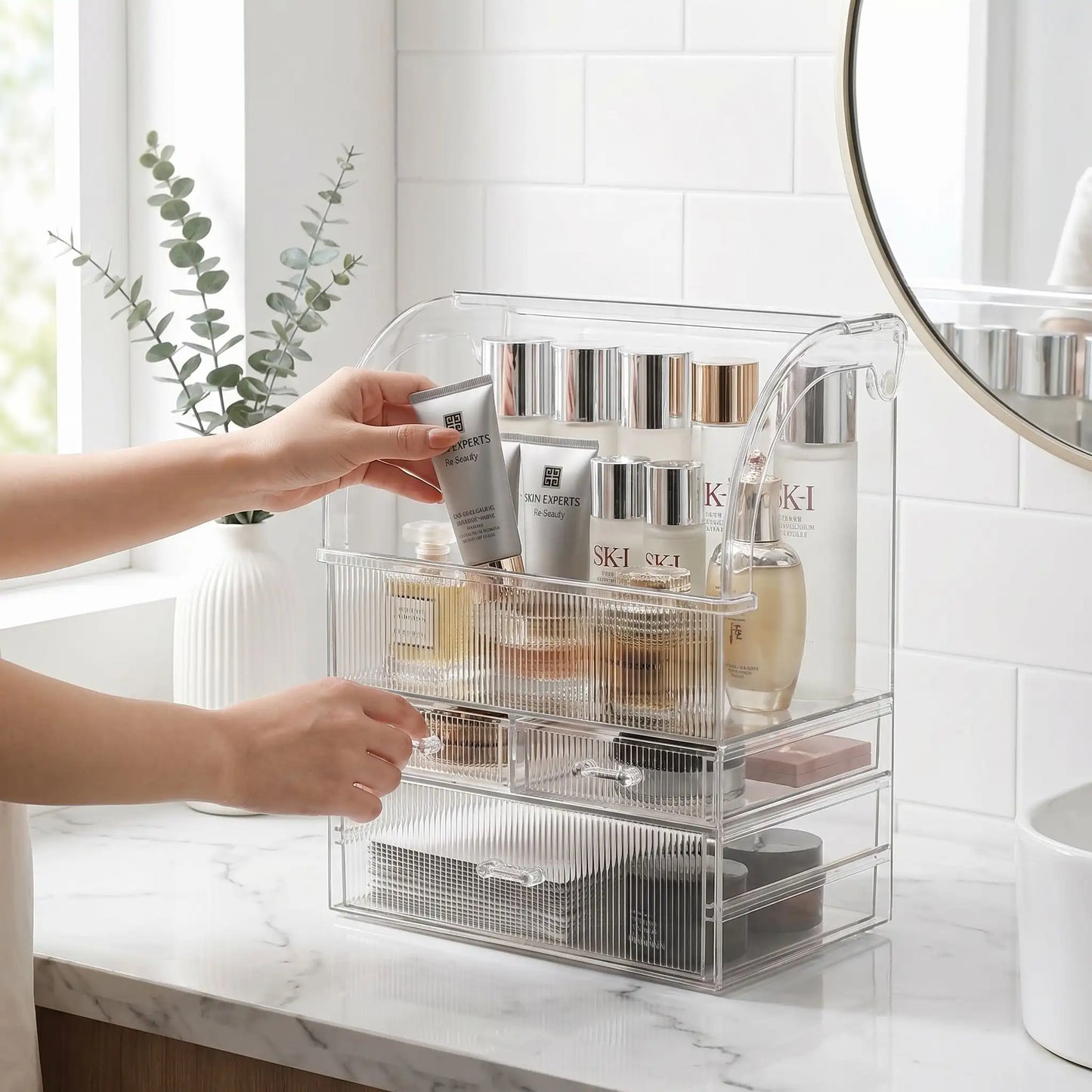 organisation maquillage blanc transparent