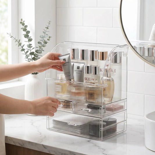 organisation maquillage blanc transparent