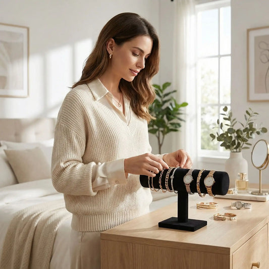 porte bijoux daim noir