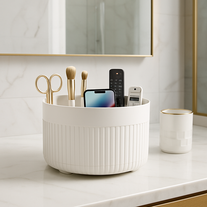 rangement maquillage blanc