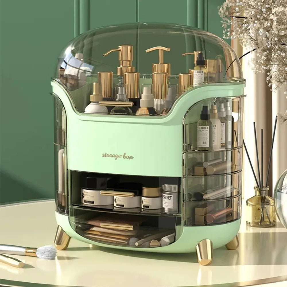rangement maquillage vert
