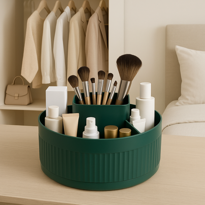 rangement maquillage vert