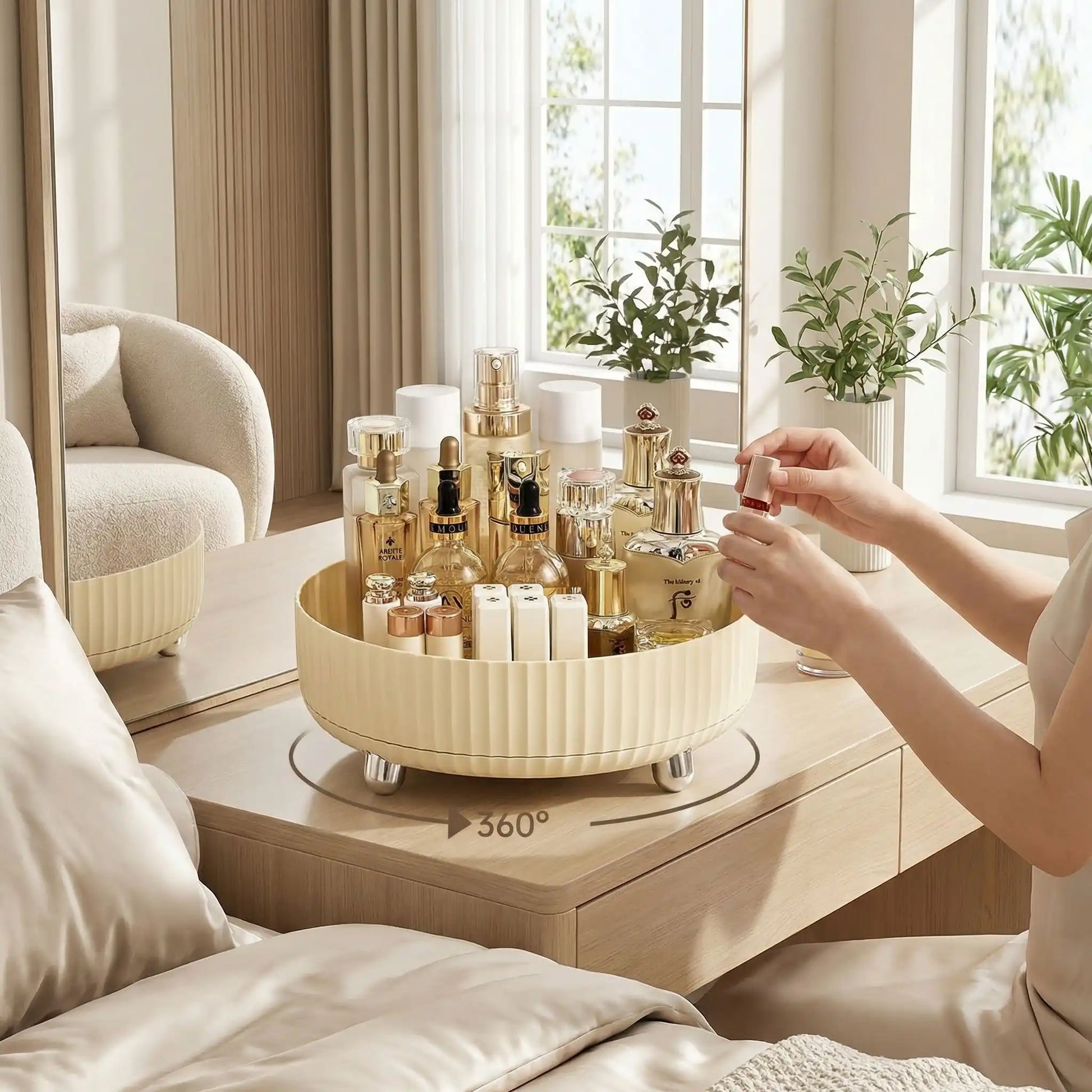 rotation organisateur de maquillage creme