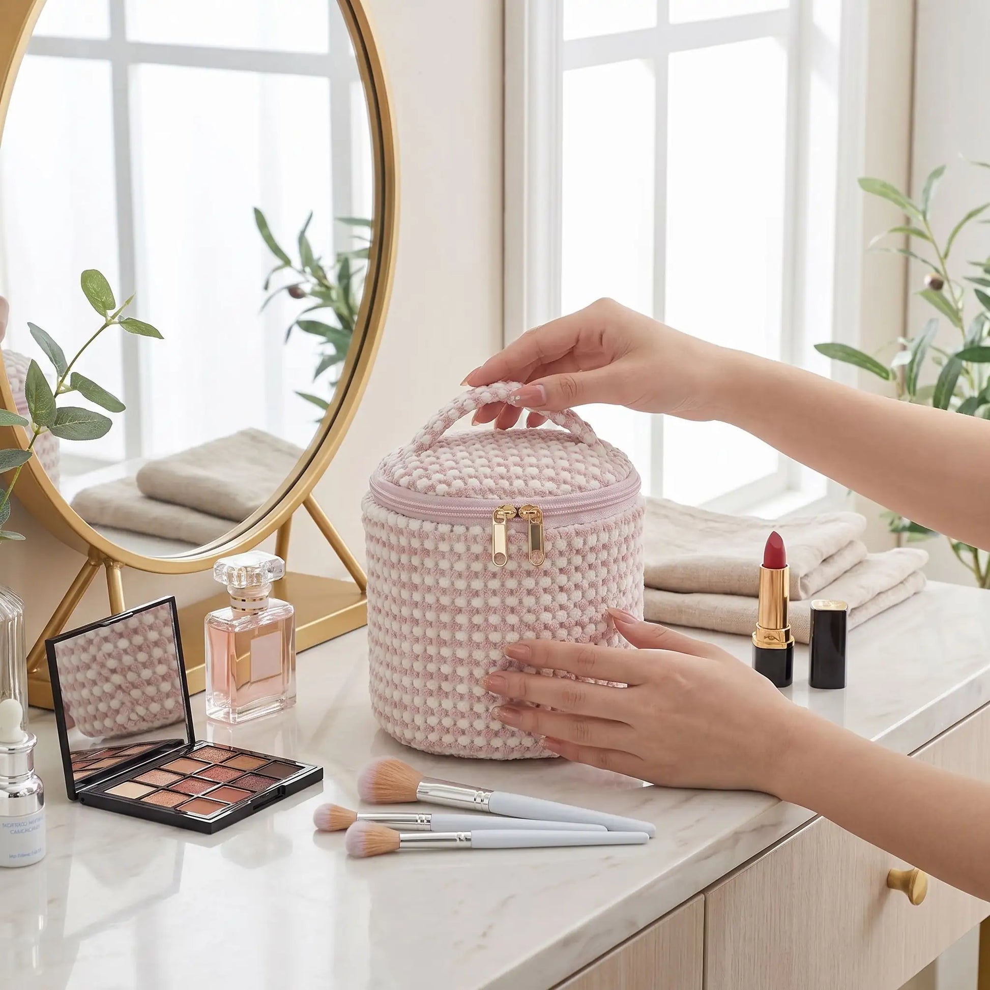 sac vanity rond pour femme cercle rose