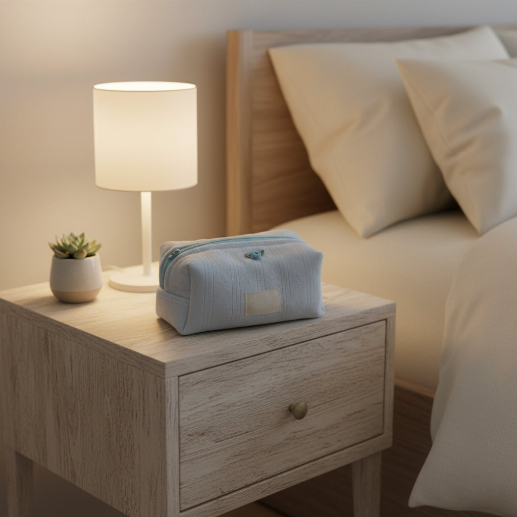 trousse a maquillage bleu resistante