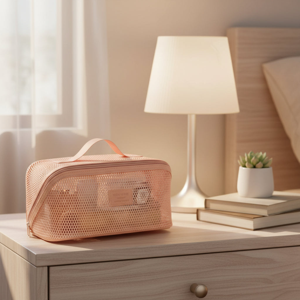 trousse de maquillage rose design epure