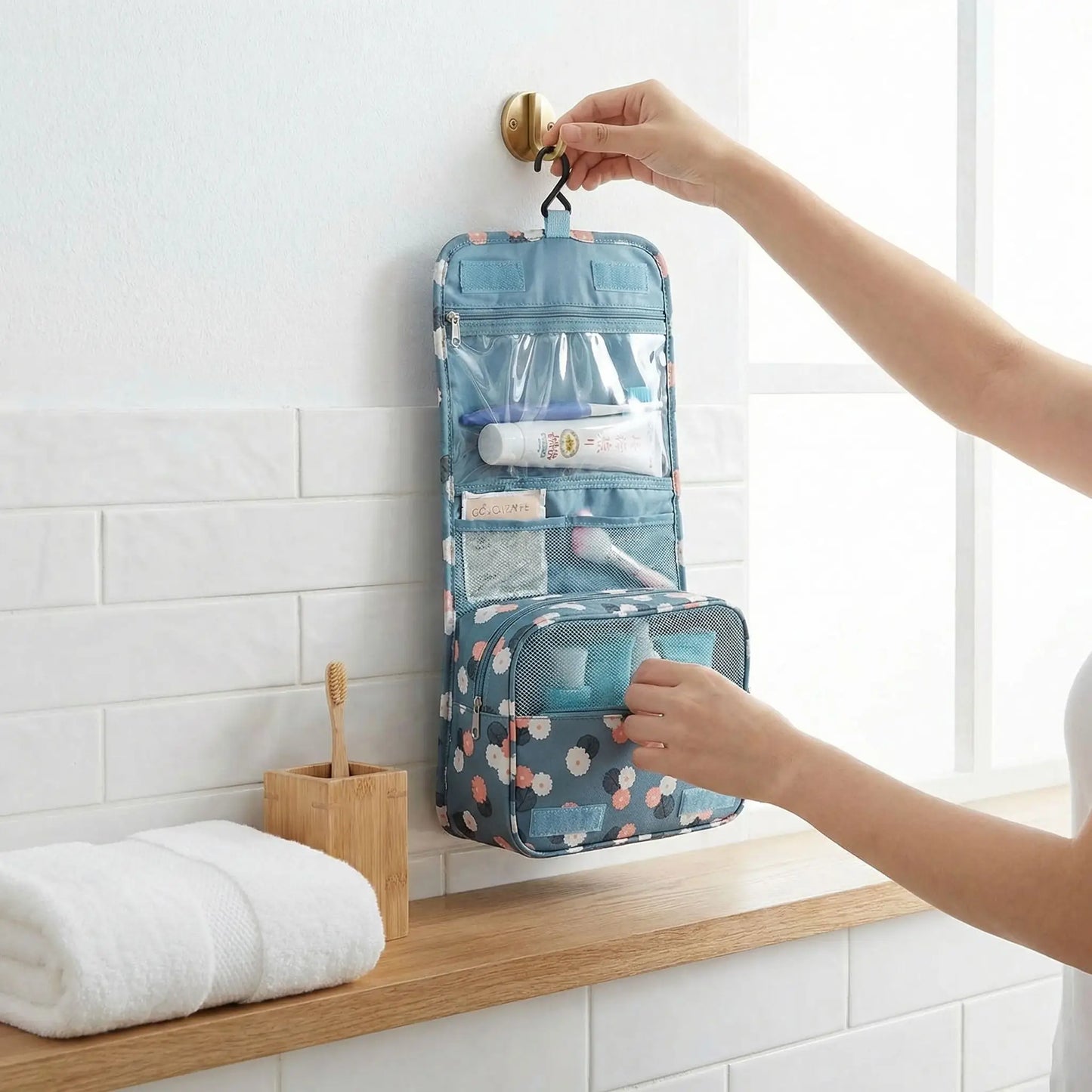 trousse de toilette etanche compartiments pensees