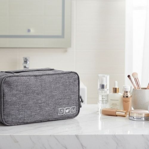 trousse de toilette etanche grise