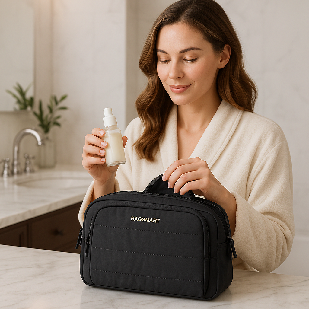trousse de toilette femme grand format noir