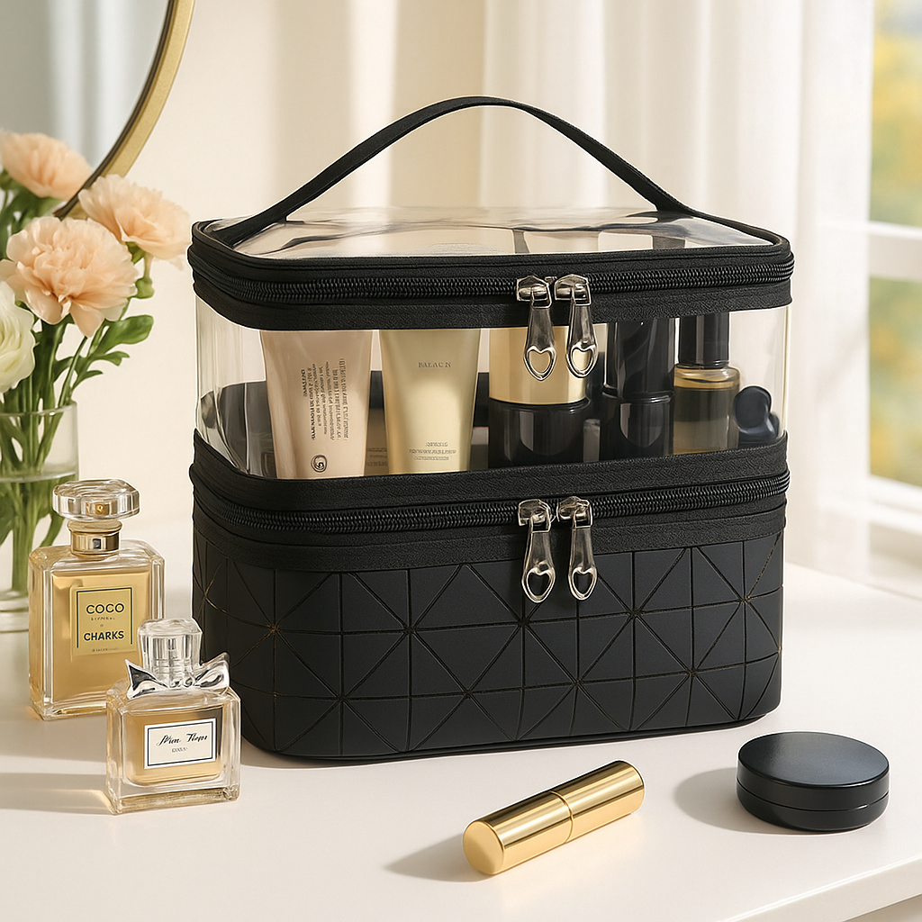 trousse de toilette femme grand format porte pleins produits