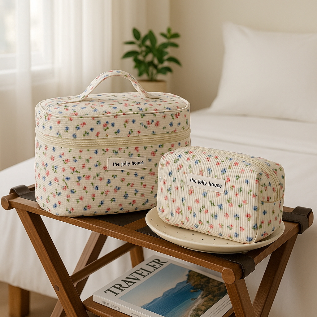 trousse de toilette femme poser dans chambre
