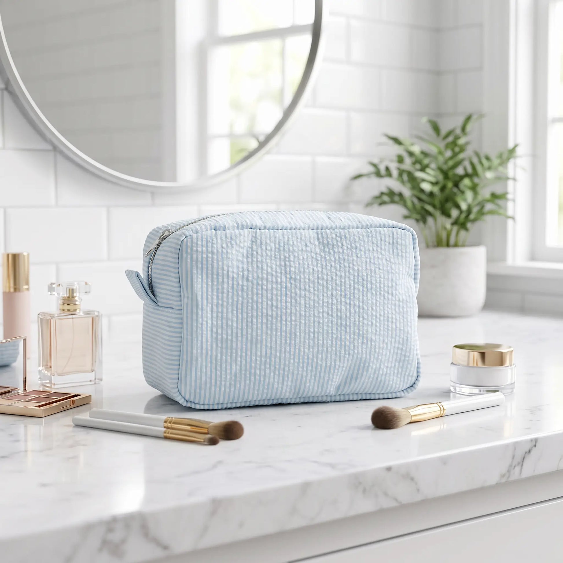 trousse de toilette femme voyage bleu