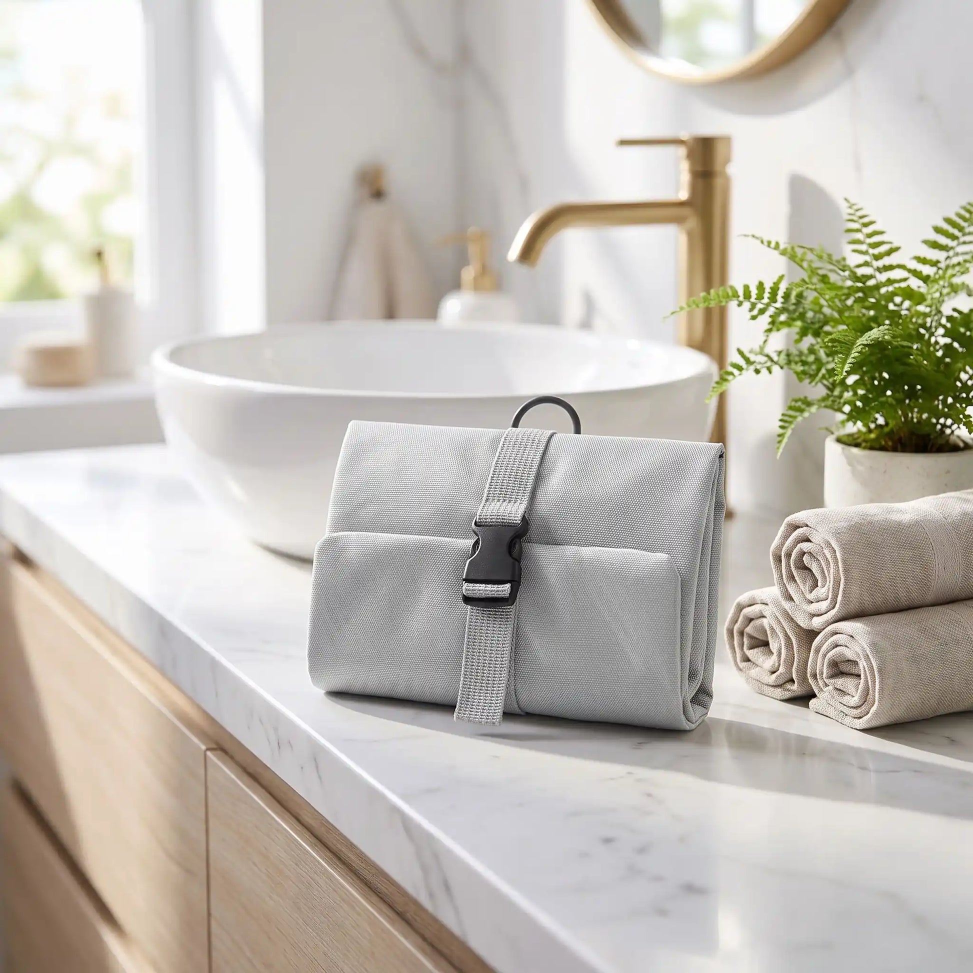trousse de toilette homme compacte gris