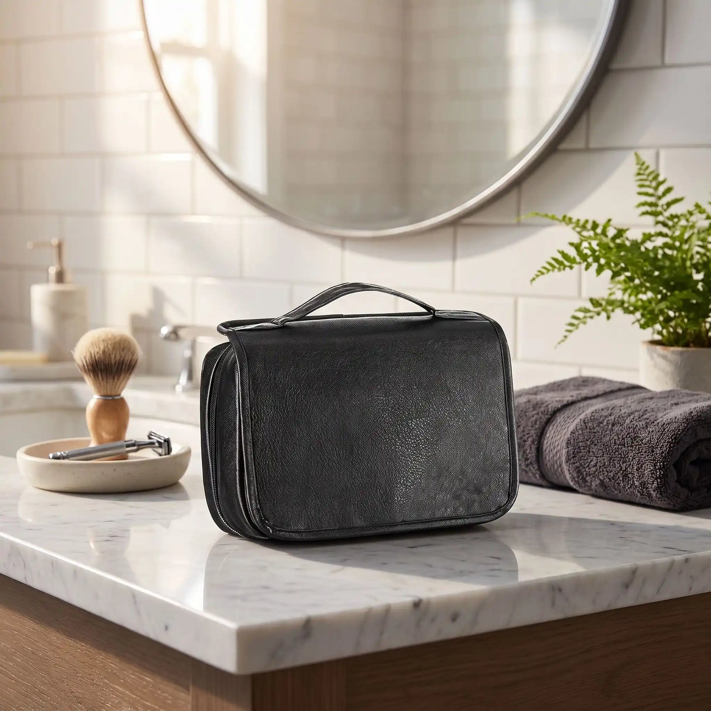 trousse de toilette homme multi compartiments noir
