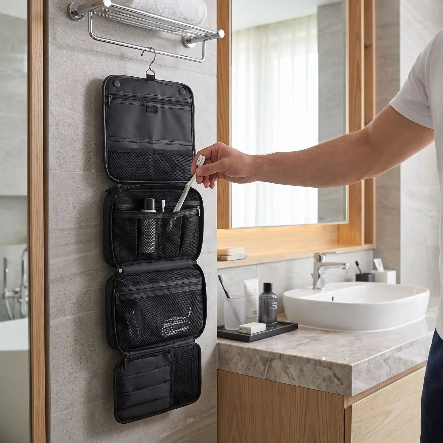 trousse de toilette homme multi compartiments pratique